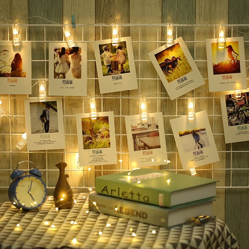 20 LED String (3M/11Ft)Fairy Lights with Clips for Hanging Photos Pictures and Memos, Perfect for Dorm Bedroom Home Decor