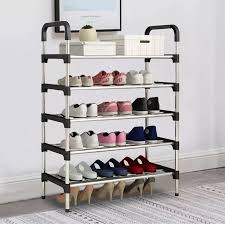 4 and 5 Tiers Shoe Rack Compact Space Saving Footwear Trainer Shoes Storage Organizer - Stainless Shoe Rack 4 and 5-Layers